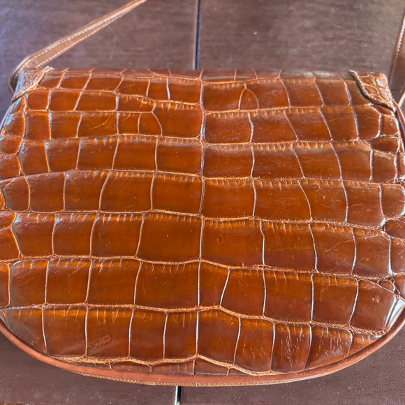 Vintage Collectible NWOT Varon Handbags genuine crocodile saddle bag cognac brow - Picture 4 of 8